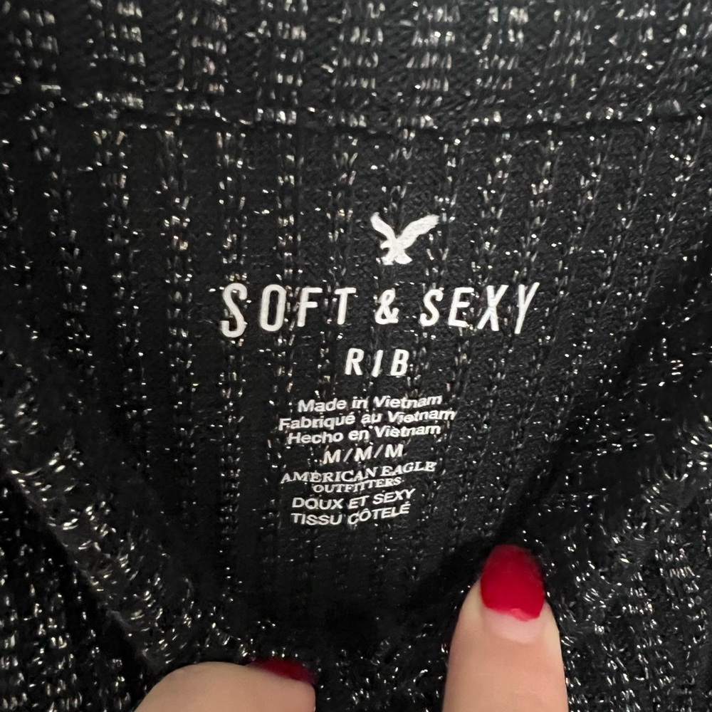American Eagle- black sparkly cropped tank - Picture 2 of 2